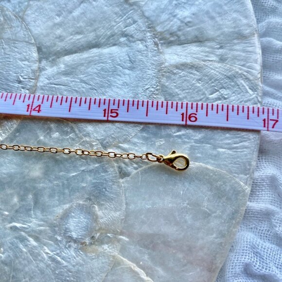 Gold Necklace with Black Cabochon and CZ - Picture 7 of 7